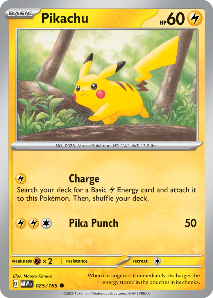 Pikachu 25 151 Pokémon card