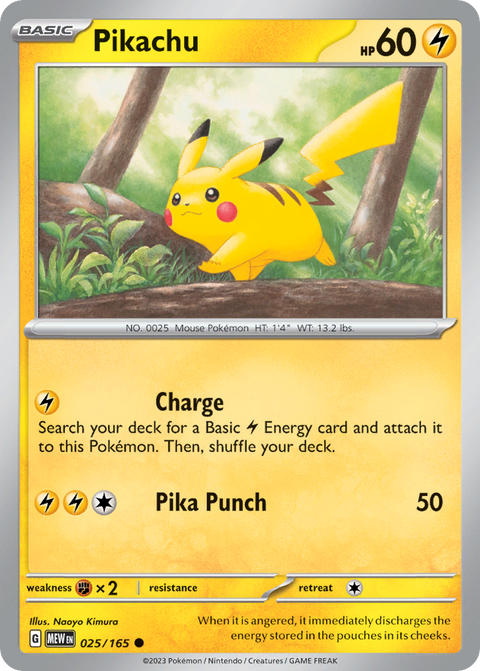 Pikachu 25 151 Pokémon card