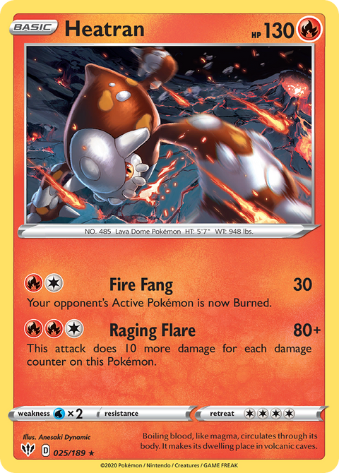 Heatran 25 Darkness Ablaze Pokémon card
