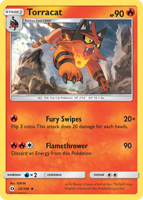 Torracat 25 Sun & Moon Pokémon card