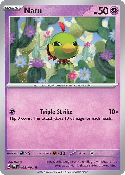 Natu 25 Paldean Fates Pokémon card