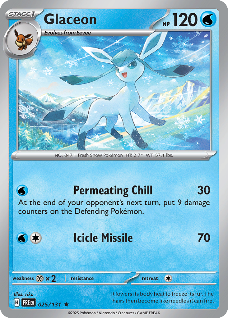Glaceon 25 Prismatic Evolutions Pokémon card