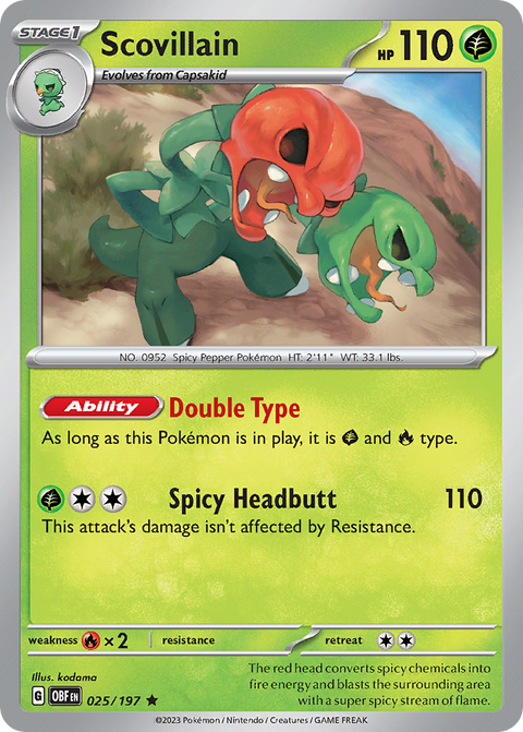 Scovillain 25 Obsidian Flames Pokémon card