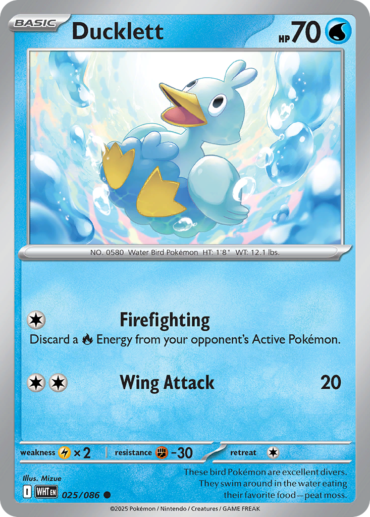 Ducklett 25 White Flare Pokémon card