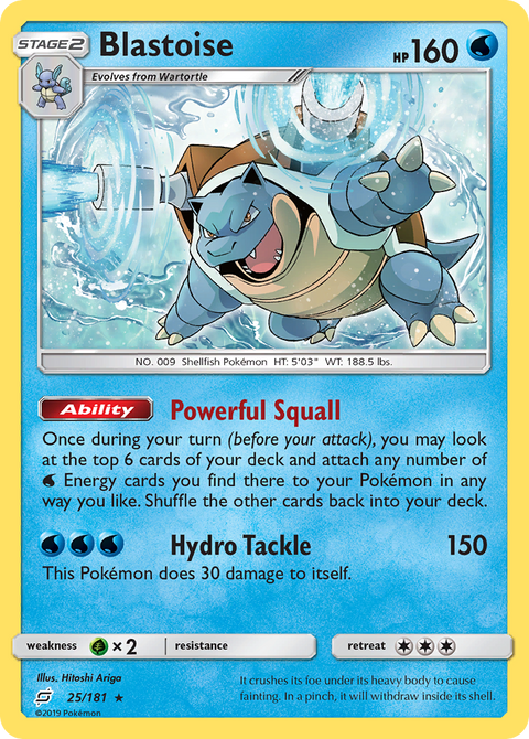 Blastoise 25 Team Up Pokémon card