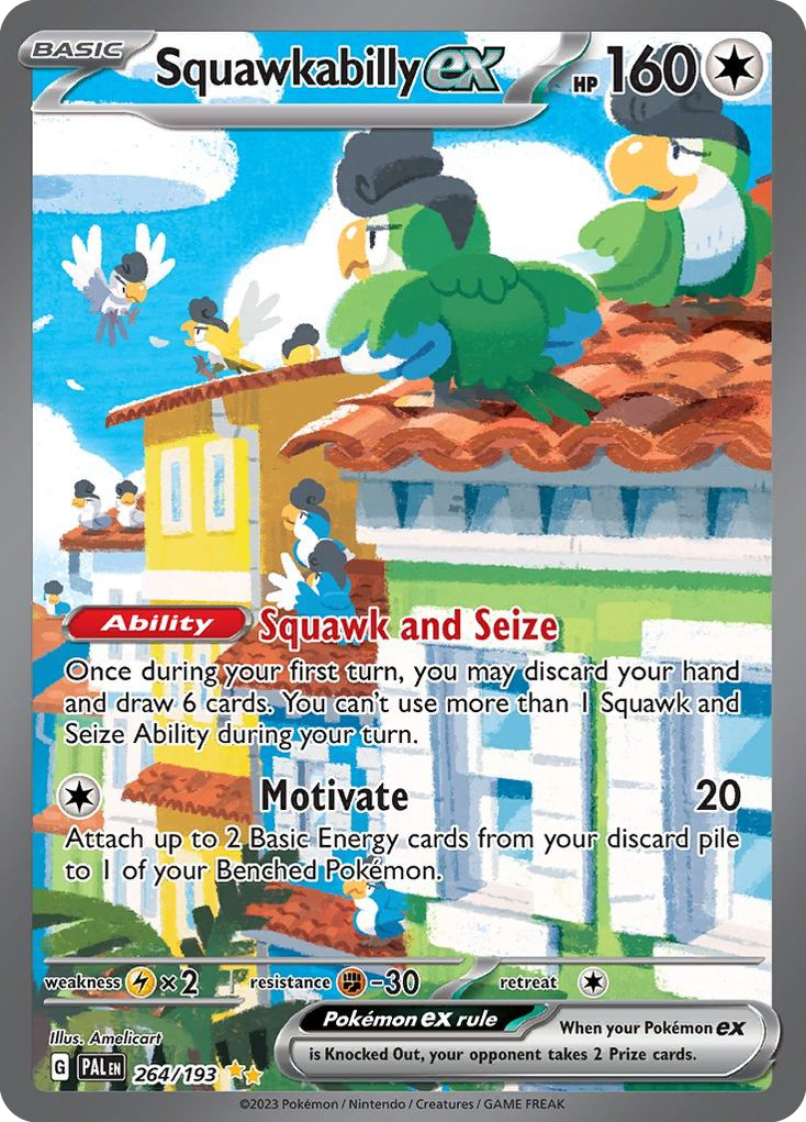 Squawkabilly ex 264 Paldea Evolved Pokémon card