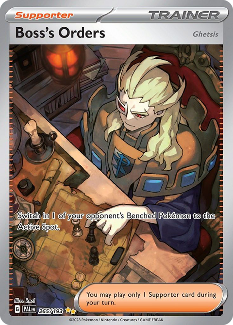 Boss's Orders (Ghetsis) 265 Paldea Evolved Pokémon card