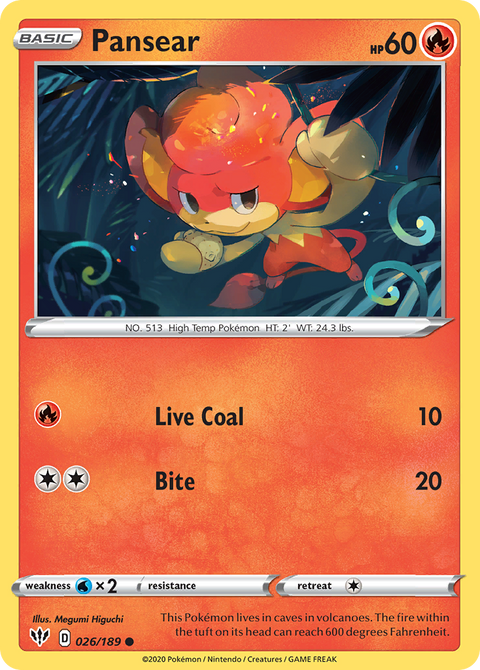 Pansear 26 Darkness Ablaze Pokémon card