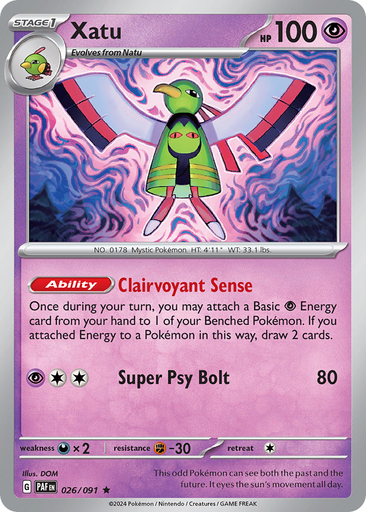 Xatu 26 Paldean Fates Pokémon card
