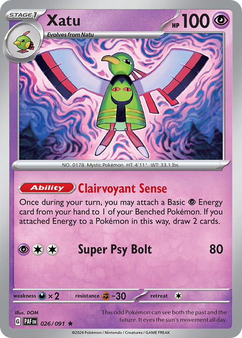 Xatu 26 Paldean Fates Pokémon card