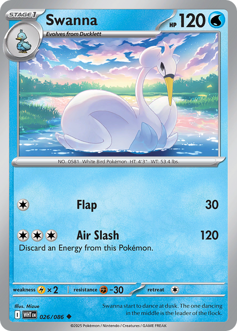 Swanna 26 White Flare Pokémon card