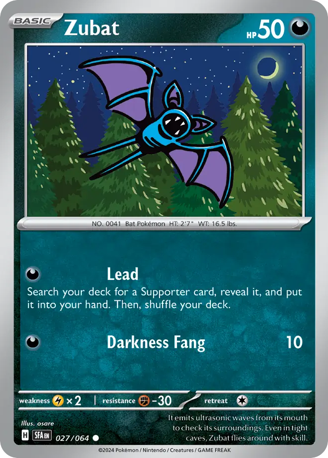 Zubat 27 Shrouded Fable Pokémon card