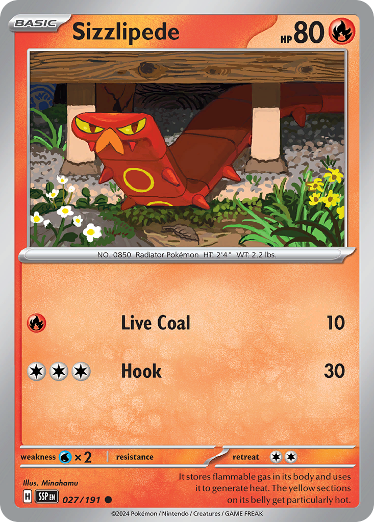 Sizzlipede 27 Surging Sparks Pokémon card