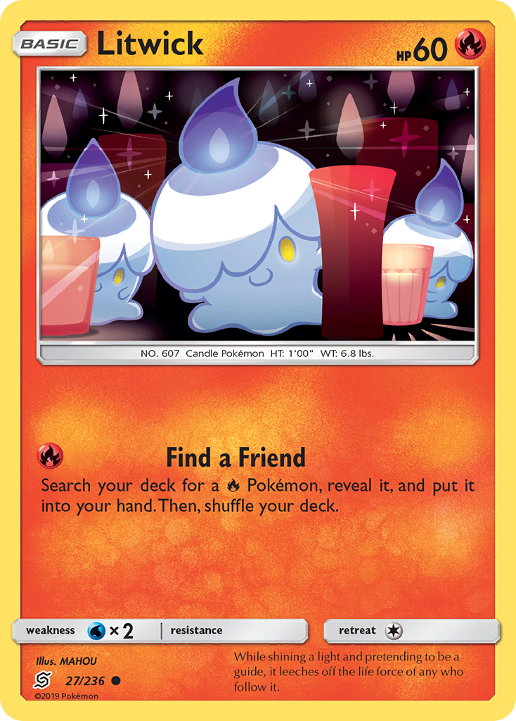 Litwick 27 Unified Minds Pokémon card