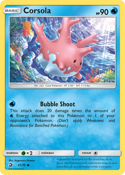 Corsola 27 Dragon Majesty Pokémon card