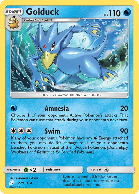 Golduck 27 Team Up Pokémon card
