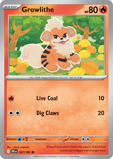 Growlithe 27 Destined Rivals Pokémon card
