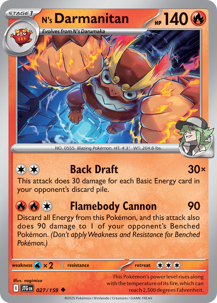 N's Darmanitan 27 Journey Together Pokémon card