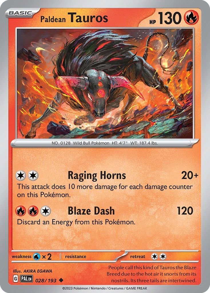 Paldean Tauros 28 Paldea Evolved Pokémon card