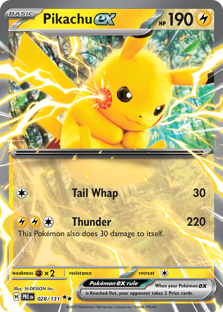 Pikachu ex 28 Prismatic Evolutions Pokémon card