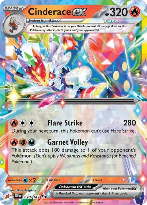 Cinderace ex 28 Stellar Crown Pokémon card
