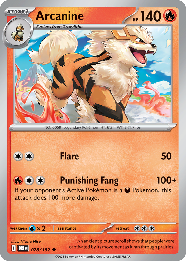 Arcanine 28 Destined Rivals Pokémon card