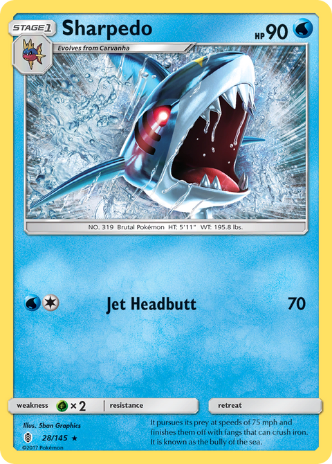 Sharpedo 28 Guardians Rising Pokémon card