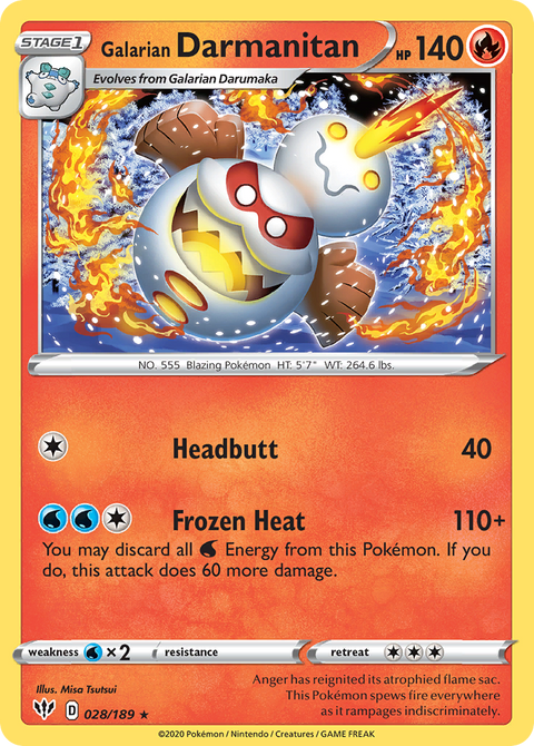 Galarian Darmanitan 28 Darkness Ablaze Pokémon card