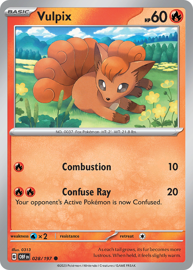 Vulpix 28 Obsidian Flames Pokémon card