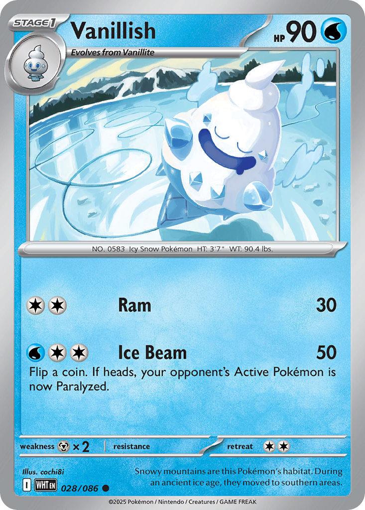 Vanillish 28 White Flare Pokémon card