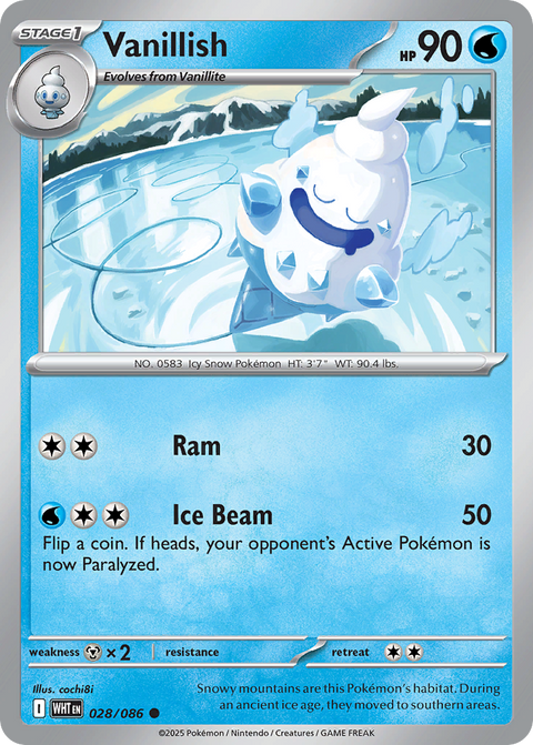 Vanillish 28 White Flare Pokémon card