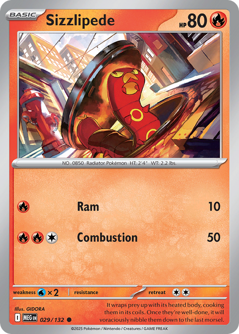 Sizzlipede 29 Mega Evolution Pokémon card