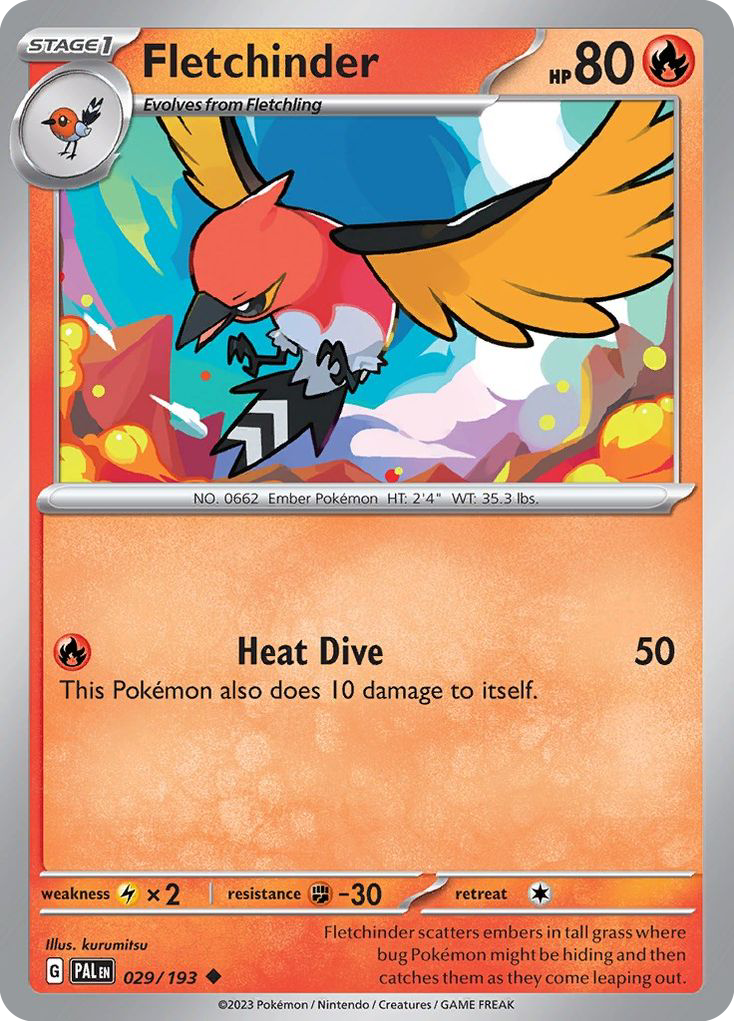 Fletchinder 29 Paldea Evolved Pokémon card