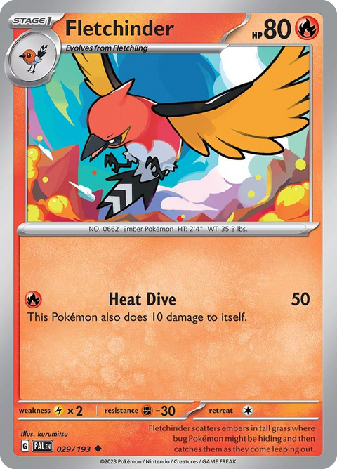 Fletchinder 29 Paldea Evolved Pokémon card