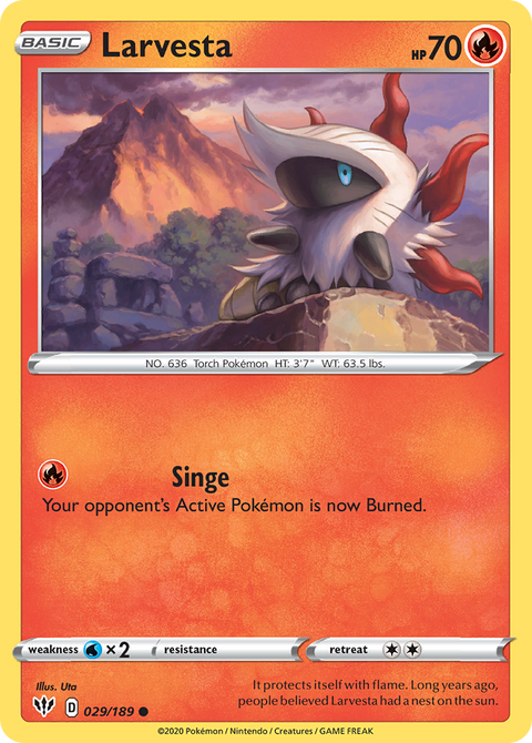 Larvesta 29 Darkness Ablaze Pokémon card
