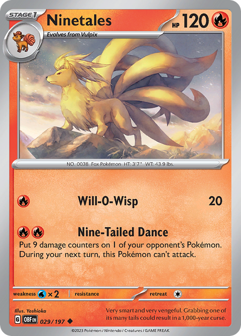 Ninetales 29 Obsidian Flames Pokémon card