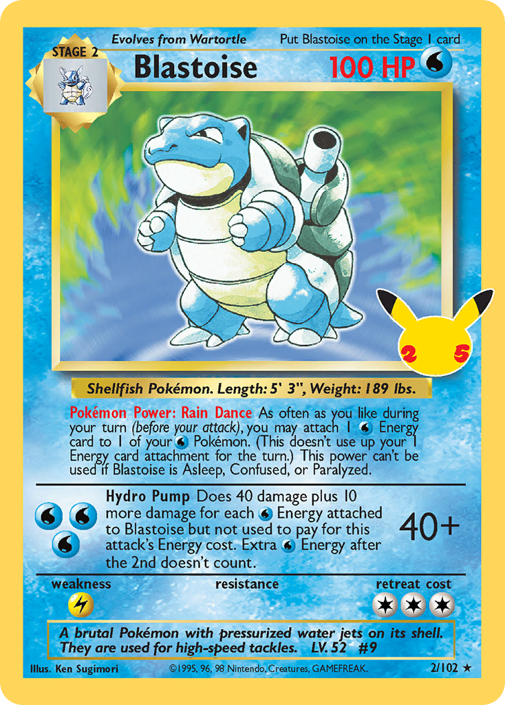 Blastoise 2 Celebrations: Classic Collection Pokémon card
