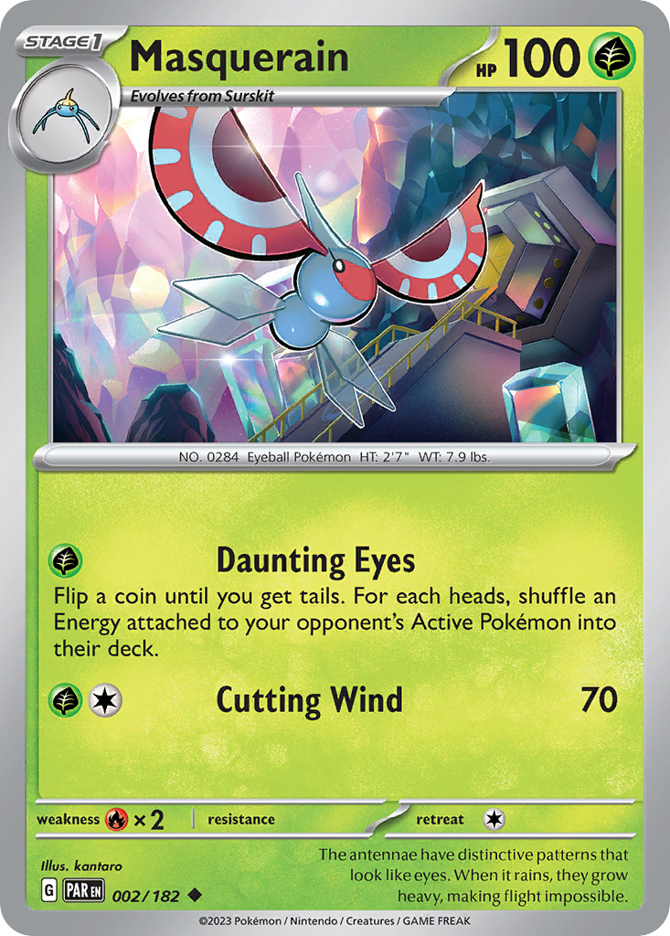 Masquerain 2 Paradox Rift Pokémon card