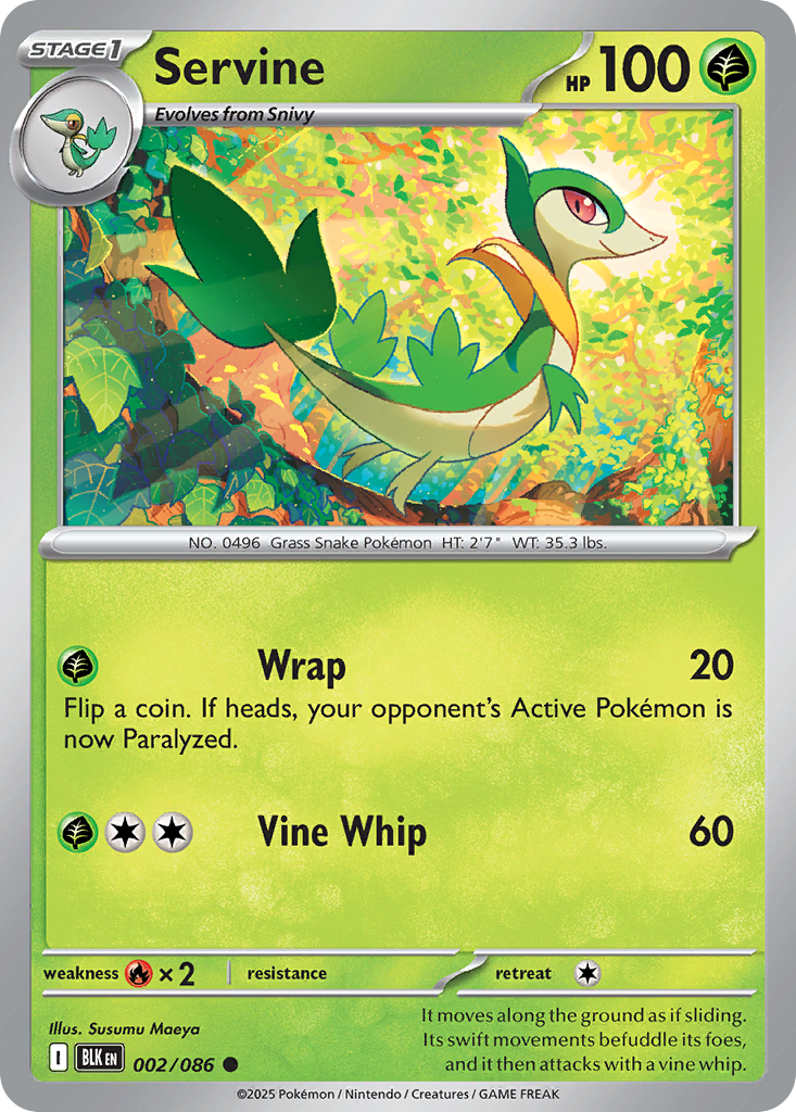 Servine 2 Black Bolt Pokémon card