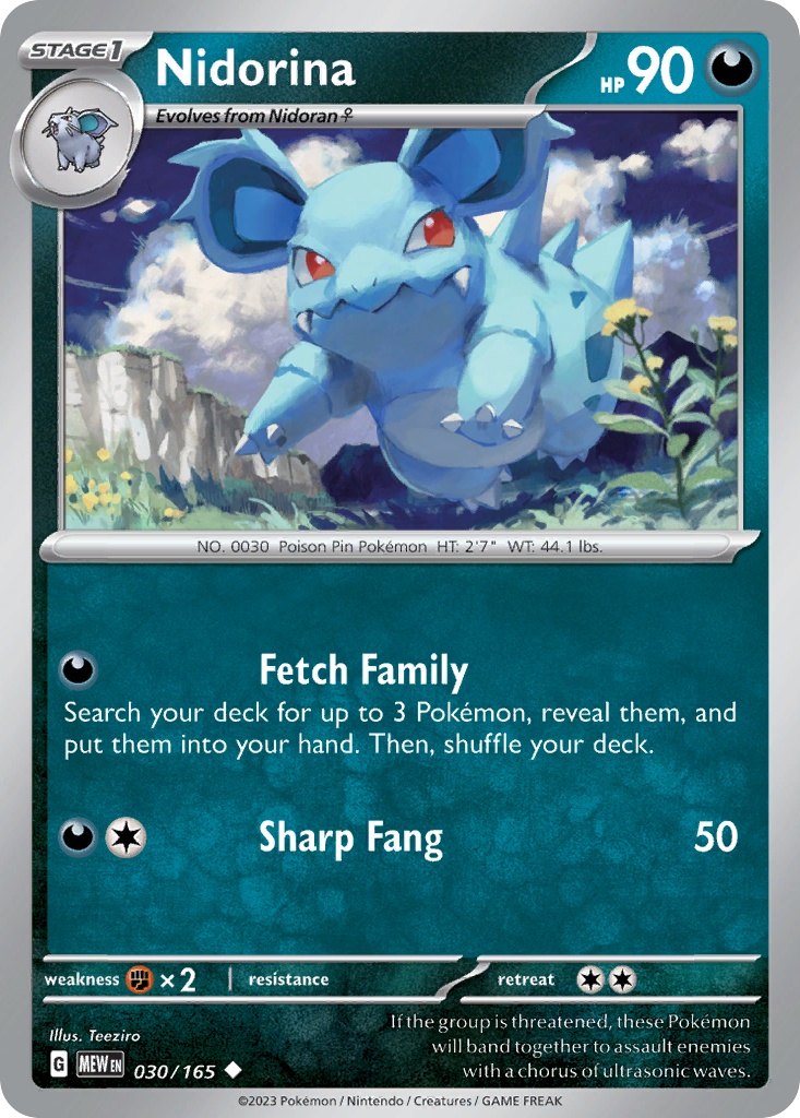 Nidorina 30 151 Pokémon card