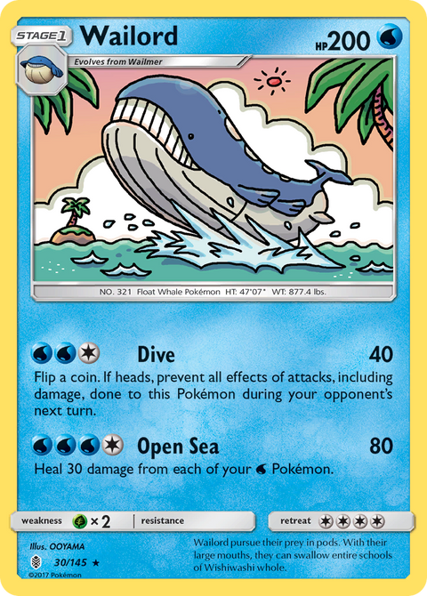Wailord 30 Guardians Rising Pokémon card