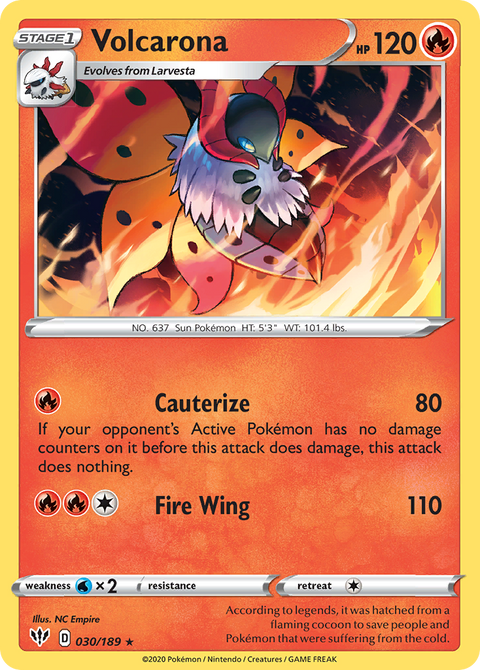 Volcarona 30 Darkness Ablaze Pokémon card