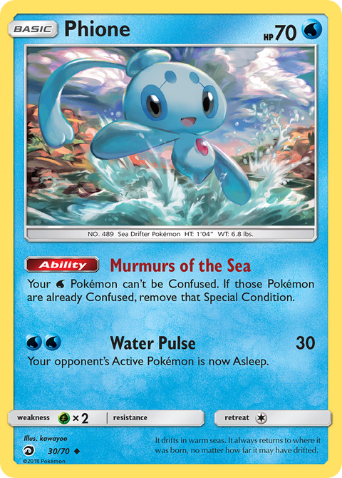 Phione 30 Dragon Majesty Pokémon card