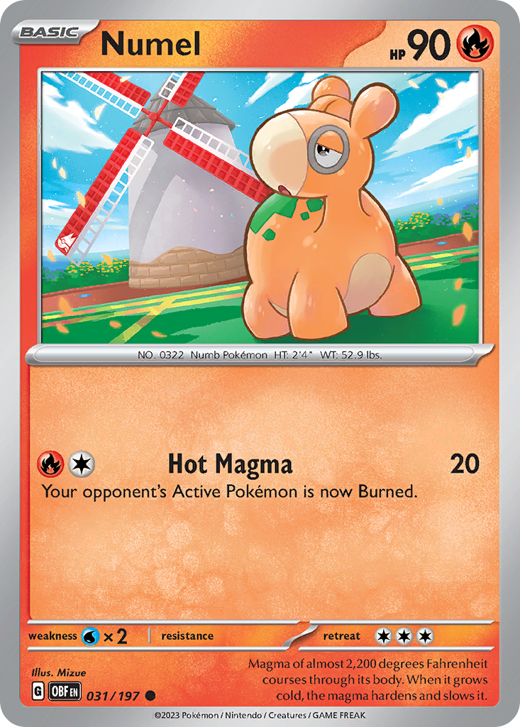 Numel 31 Obsidian Flames Pokémon card