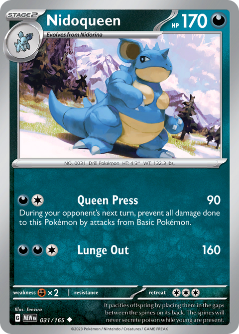 Nidoqueen 31 151 Pokémon card