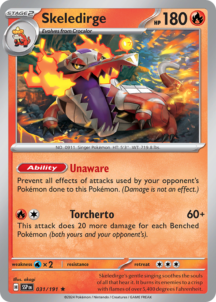 Skeledirge 31 Surging Sparks Pokémon card
