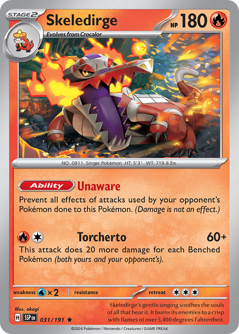 Skeledirge 31 Surging Sparks Pokémon card