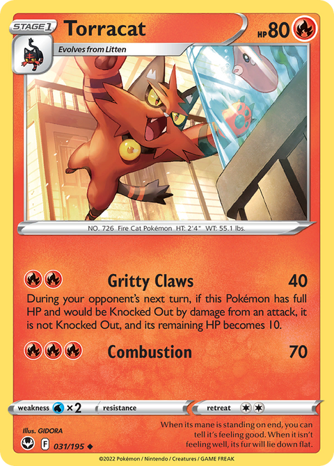 Torracat 31 Silver Tempest Pokémon card