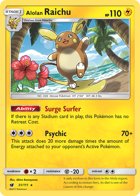 Alolan Raichu 31 Crimson Invasion Pokémon card
