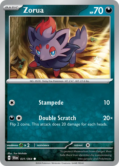 Zorua 31 Shrouded Fable Pokémon card